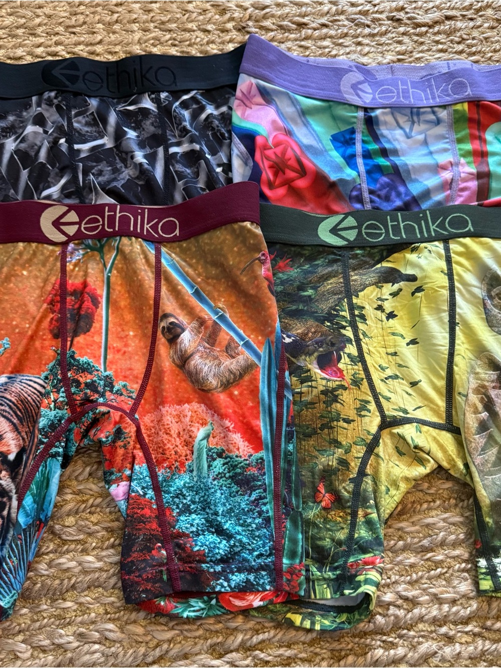 Ethika Kids' Colorful Graphic Boxer Briefs - Multi Color Lot of 4 Size Large